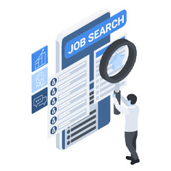 Illustration qui représente un personnage regardant ses recherches de candidatures