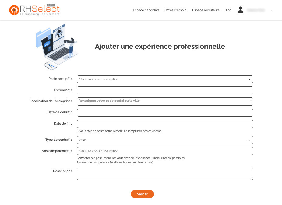 Ajouter une expérience professionnelle